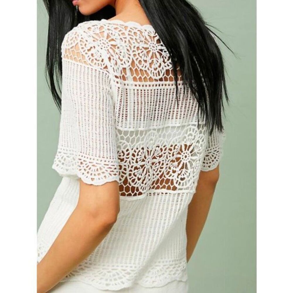NEW James Coviello For Anthropolgie Women’s XS Lace Top - Picture 2 of 7